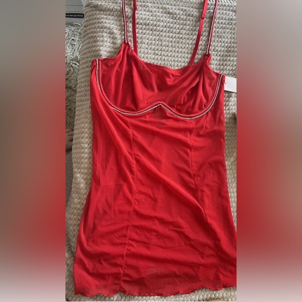 Auden Women's Rhinestone Lingerie Red Dress Size Large